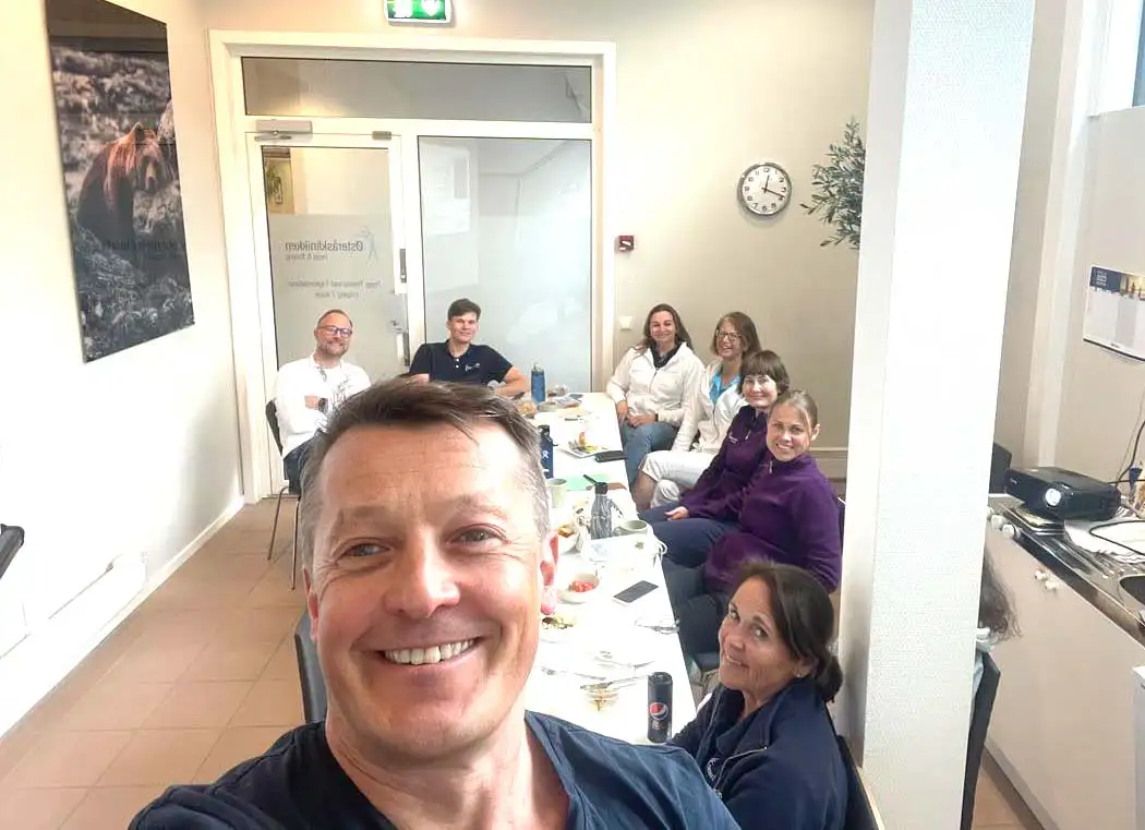 Colleagues sharing a team lunch